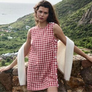 Doen Coralie Red and White Gingham Mini Dress | NWT | Size 6